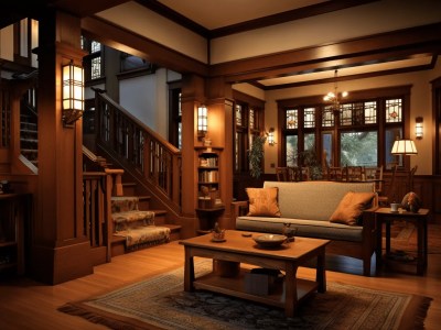 Wooden Modern Living Room With An Art Deco Design